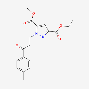 molecular formula C18H20N2O5 B11784929 3-Ethyl 5-methyl 1-(3-oxo-3-(p-tolyl)propyl)-1H-pyrazole-3,5-dicarboxylate 