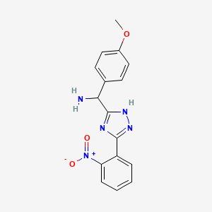 molecular formula C16H15N5O3 B11784997 (4-Methoxyphenyl)(5-(2-nitrophenyl)-1H-1,2,4-triazol-3-yl)methanamine 