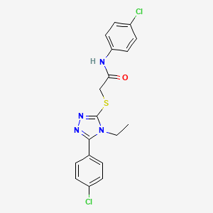 molecular formula C18H16Cl2N4OS B11785064 N-(4-Chlorophenyl)-2-((5-(4-chlorophenyl)-4-ethyl-4H-1,2,4-triazol-3-yl)thio)acetamide 