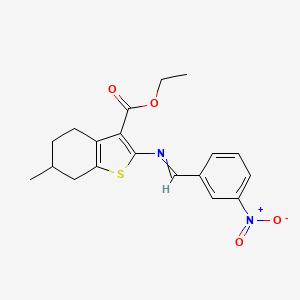molecular formula C19H20N2O4S B11785129 Ethyl 6-methyl-2-((3-nitrobenzylidene)amino)-4,5,6,7-tetrahydrobenzo[b]thiophene-3-carboxylate 