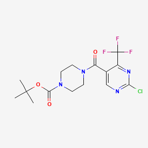 molecular formula C15H18ClF3N4O3 B11785251 tert-Butyl 4-(2-chloro-4-(trifluoromethyl)pyrimidine-5-carbonyl)piperazine-1-carboxylate 