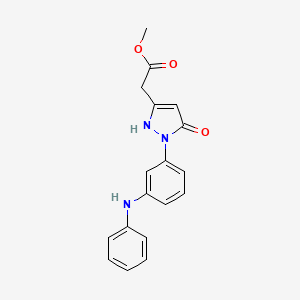 molecular formula C18H17N3O3 B11785271 Methyl 2-(5-hydroxy-1-(3-(phenylamino)phenyl)-1H-pyrazol-3-yl)acetate 