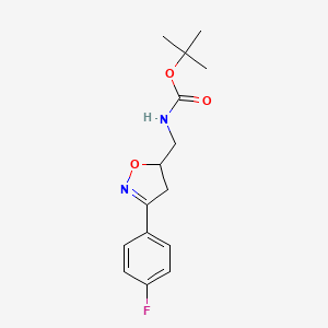 molecular formula C15H19FN2O3 B11785368 Tert-butyl ((3-(4-fluorophenyl)-4,5-dihydroisoxazol-5-YL)methyl)carbamate 