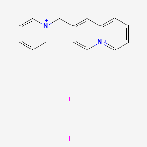 molecular formula C15H14I2N2 B11785374 2-(Pyridin-1-ium-1-ylmethyl)quinolizin-5-ium iodide 
