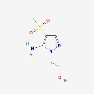 molecular formula C6H11N3O3S B11785535 2-(5-Amino-4-(methylsulfonyl)-1H-pyrazol-1-yl)ethanol 