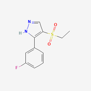 molecular formula C11H11FN2O2S B11785676 4-(Ethylsulfonyl)-3-(3-fluorophenyl)-1H-pyrazole 