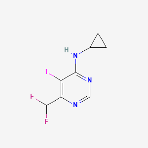 molecular formula C8H8F2IN3 B11785790 N-Cyclopropyl-6-(difluoromethyl)-5-iodopyrimidin-4-amine 