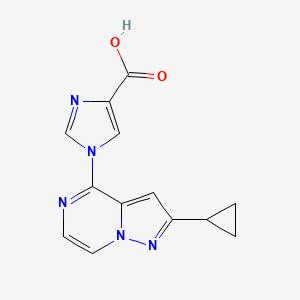 molecular formula C13H11N5O2 B11785813 1-(2-Cyclopropylpyrazolo[1,5-a]pyrazin-4-yl)-1H-imidazole-4-carboxylic acid 