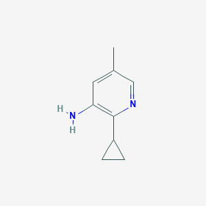 molecular formula C9H12N2 B11785817 2-Cyclopropyl-5-methylpyridin-3-amine 