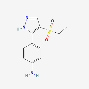 molecular formula C11H13N3O2S B11785851 4-(4-(Ethylsulfonyl)-1H-pyrazol-3-yl)aniline 