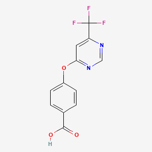 molecular formula C12H7F3N2O3 B11786012 4-((6-(Trifluoromethyl)pyrimidin-4-yl)oxy)benzoic acid 
