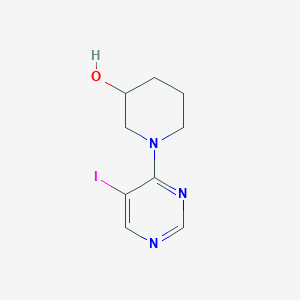 molecular formula C9H12IN3O B11786126 1-(5-Iodopyrimidin-4-yl)piperidin-3-ol 