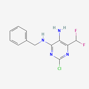 molecular formula C12H11ClF2N4 B11786417 N4-Benzyl-2-chloro-6-(difluoromethyl)pyrimidine-4,5-diamine 