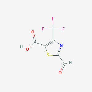 molecular formula C6H2F3NO3S B11786458 2-Formyl-4-(trifluoromethyl)thiazole-5-carboxylic acid 