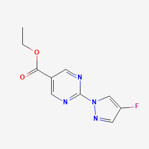 molecular formula C10H9FN4O2 B11786681 Ethyl 2-(4-fluoro-1H-pyrazol-1-YL)pyrimidine-5-carboxylate 