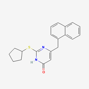 molecular formula C20H20N2OS B11786731 2-(Cyclopentylthio)-6-(naphthalen-1-ylmethyl)pyrimidin-4(1H)-one CAS No. 189057-53-2