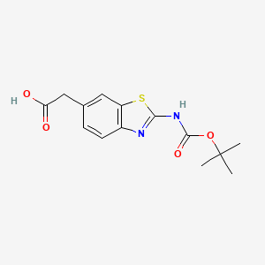 molecular formula C14H16N2O4S B11787304 (2-tert-Butoxycarbonylamino-benzothiazol-6-yl)-acetic acid 