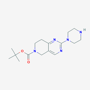 molecular formula C16H25N5O2 B11787614 tert-Butyl 2-(piperazin-1-yl)-7,8-dihydropyrido[4,3-d]pyrimidine-6(5H)-carboxylate 