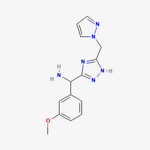 molecular formula C14H16N6O B11787619 (5-((1H-Pyrazol-1-yl)methyl)-1H-1,2,4-triazol-3-yl)(3-methoxyphenyl)methanamine 