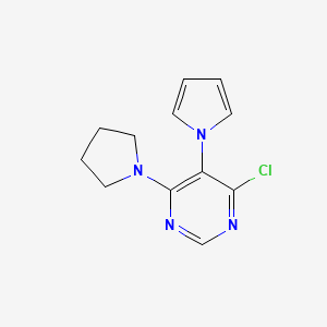 molecular formula C12H13ClN4 B11787704 4-Chloro-5-(1H-pyrrol-1-yl)-6-(pyrrolidin-1-yl)pyrimidine 