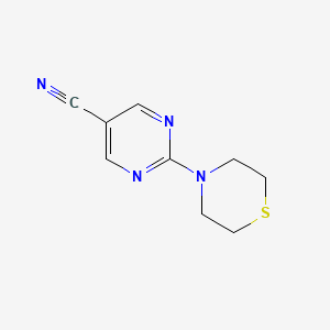 molecular formula C9H10N4S B11787908 2-Thiomorpholinopyrimidine-5-carbonitrile 