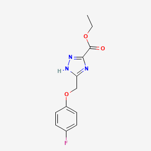 molecular formula C12H12FN3O3 B11788022 Ethyl 3-((4-fluorophenoxy)methyl)-1H-1,2,4-triazole-5-carboxylate 