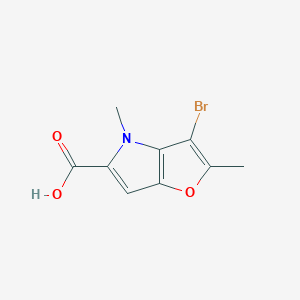 molecular formula C9H8BrNO3 B11788092 3-Bromo-2,4-dimethyl-4H-furo[3,2-b]pyrrole-5-carboxylic acid 