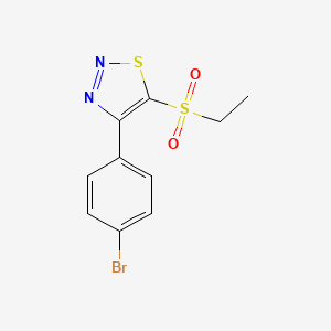 molecular formula C10H9BrN2O2S2 B11788141 4-(4-Bromophenyl)-5-(ethylsulfonyl)-1,2,3-thiadiazole 