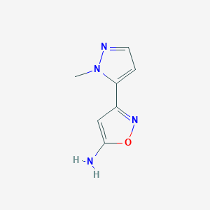 molecular formula C7H8N4O B11788209 3-(1-Methyl-1H-pyrazol-5-yl)isoxazol-5-amine 