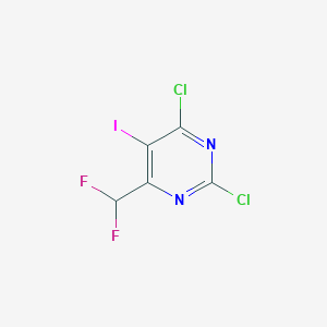 molecular formula C5HCl2F2IN2 B11788275 2,4-Dichloro-6-(difluoromethyl)-5-iodopyrimidine 