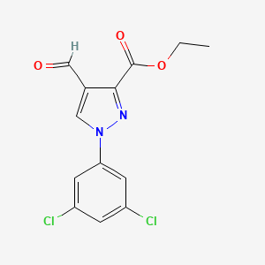 molecular formula C13H10Cl2N2O3 B11788448 Ethyl 1-(3,5-dichlorophenyl)-4-formyl-1H-pyrazole-3-carboxylate 