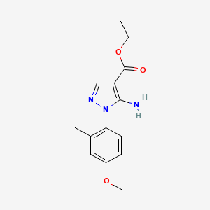 molecular formula C14H17N3O3 B11788565 Ethyl 5-amino-1-(4-methoxy-2-methylphenyl)-1H-pyrazole-4-carboxylate 