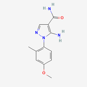 molecular formula C12H14N4O2 B11788863 5-Amino-1-(4-methoxy-2-methylphenyl)-1H-pyrazole-4-carboxamide 