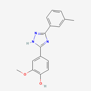 molecular formula C16H15N3O2 B11789209 2-Methoxy-4-(3-(m-tolyl)-1H-1,2,4-triazol-5-yl)phenol 