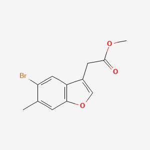 molecular formula C12H11BrO3 B11789304 Methyl2-(5-bromo-6-methylbenzofuran-3-yl)acetate 