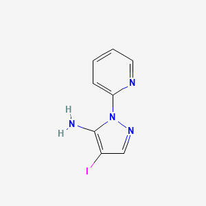 molecular formula C8H7IN4 B11789391 4-Iodo-1-(pyridin-2-yl)-1H-pyrazol-5-amine 