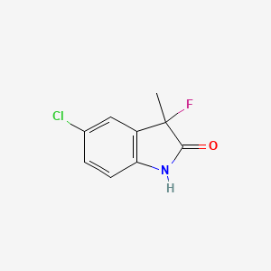 molecular formula C9H7ClFNO B11789450 5-Chloro-3-fluoro-3-methylindolin-2-one 