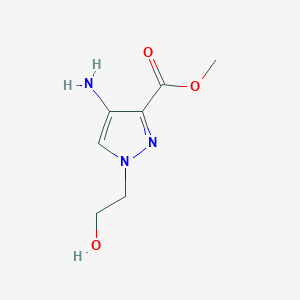 molecular formula C7H11N3O3 B11789494 Methyl 4-amino-1-(2-hydroxyethyl)-1H-pyrazole-3-carboxylate 