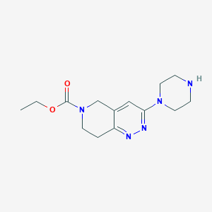 molecular formula C14H21N5O2 B11789560 Ethyl 3-(piperazin-1-yl)-7,8-dihydropyrido[4,3-c]pyridazine-6(5H)-carboxylate 