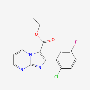 molecular formula C15H11ClFN3O2 B11789828 Ethyl 2-(2-chloro-5-fluorophenyl)imidazo[1,2-A]pyrimidine-3-carboxylate 