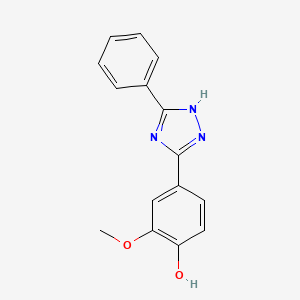 molecular formula C15H13N3O2 B11789909 2-Methoxy-4-(3-phenyl-1H-1,2,4-triazol-5-yl)phenol 