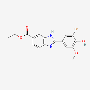 molecular formula C17H15BrN2O4 B11789968 Ethyl 2-(3-bromo-4-hydroxy-5-methoxyphenyl)-1H-benzo[d]imidazole-6-carboxylate 