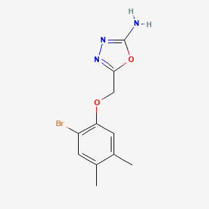 molecular formula C11H12BrN3O2 B11790023 5-((2-Bromo-4,5-dimethylphenoxy)methyl)-1,3,4-oxadiazol-2-amine 