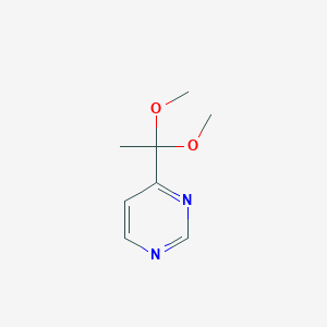 molecular formula C8H12N2O2 B11790120 4-(1,1-Dimethoxyethyl)pyrimidine 