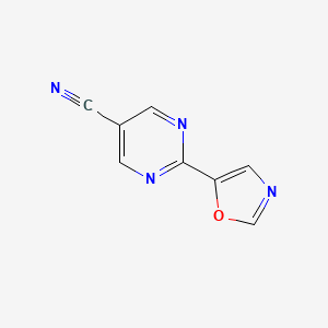 molecular formula C8H4N4O B11790132 2-(Oxazol-5-YL)pyrimidine-5-carbonitrile 
