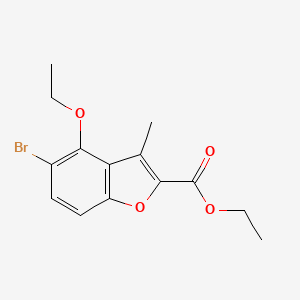 molecular formula C14H15BrO4 B11790325 Ethyl 5-bromo-4-ethoxy-3-methylbenzofuran-2-carboxylate 