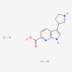 molecular formula C13H17Cl2N3O2 B11790335 Methyl 3-(pyrrolidin-3-yl)-1H-pyrrolo[2,3-b]pyridine-6-carboxylate dihydrochloride 