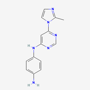 molecular formula C14H14N6 B11790347 N1-(6-(2-Methyl-1H-imidazol-1-yl)pyrimidin-4-yl)benzene-1,4-diamine 
