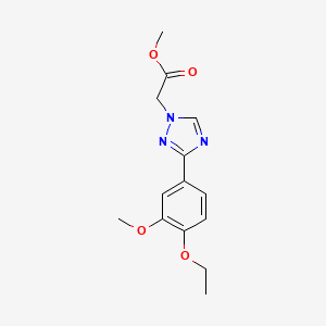 molecular formula C14H17N3O4 B11790351 Methyl 2-(3-(4-ethoxy-3-methoxyphenyl)-1H-1,2,4-triazol-1-yl)acetate 