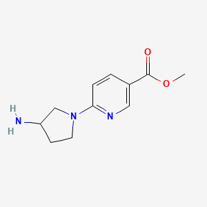 molecular formula C11H15N3O2 B11790402 Methyl 6-(3-aminopyrrolidin-1-yl)nicotinate 